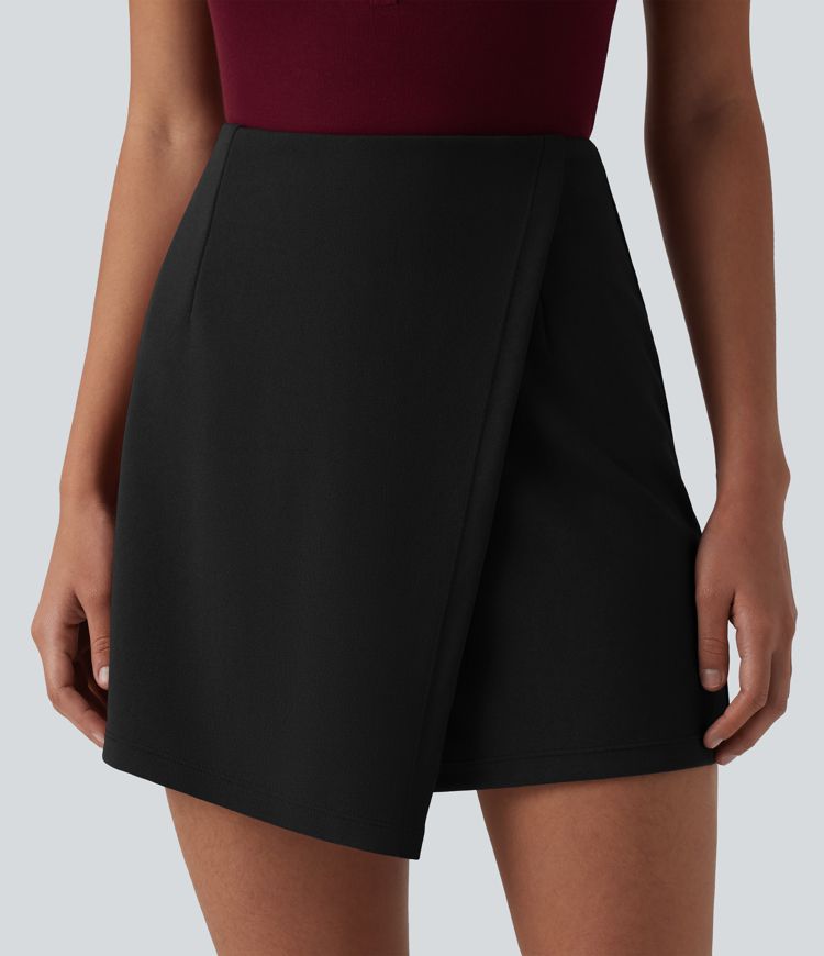 Jupe-short de travail infroissable, taille haute, mini allongée