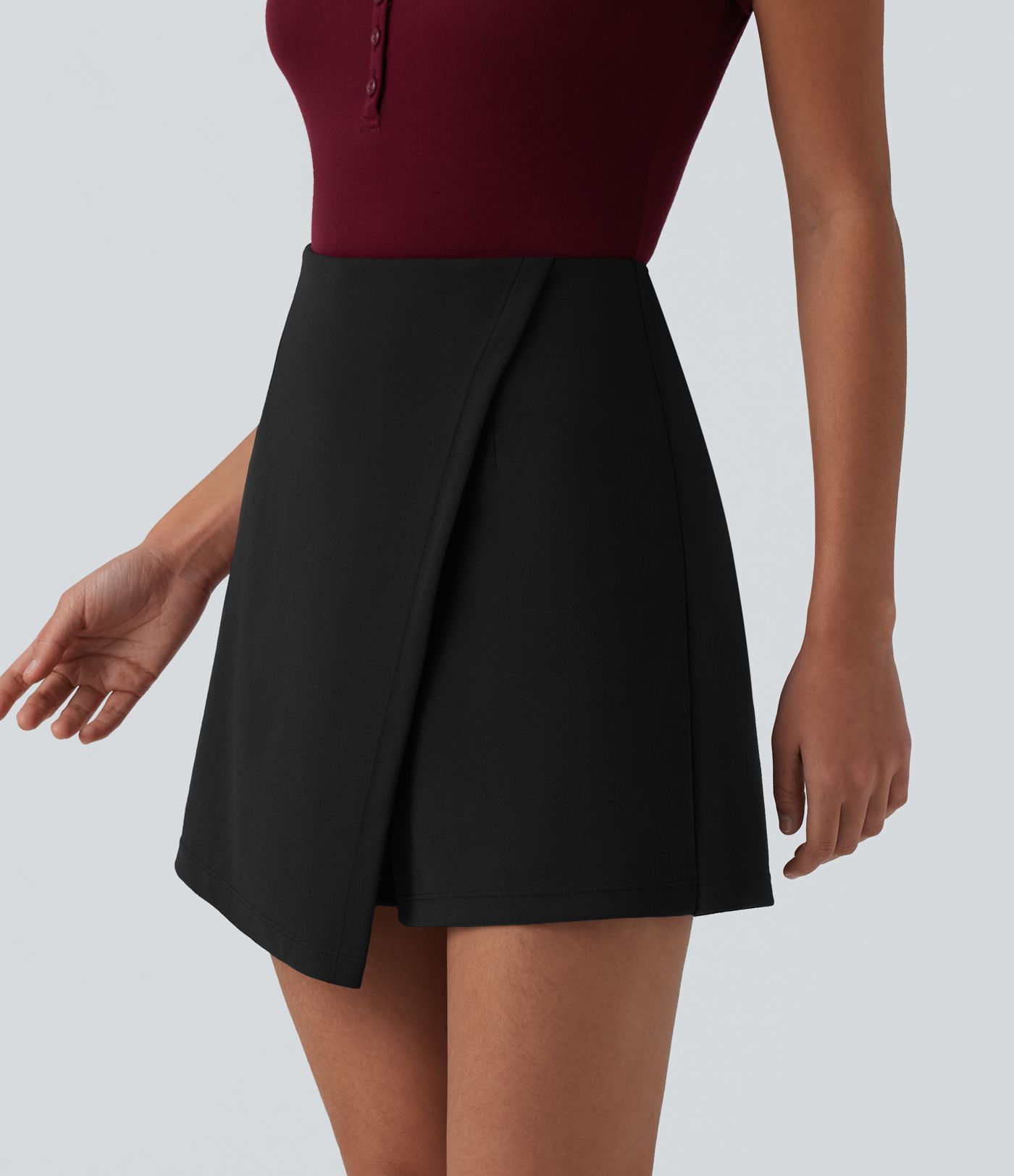 Jupe-short de travail infroissable, taille haute, mini allongée