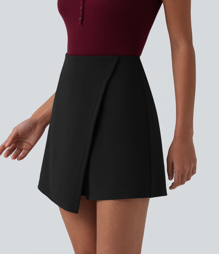 Jupe-short de travail infroissable, taille haute, mini allongée