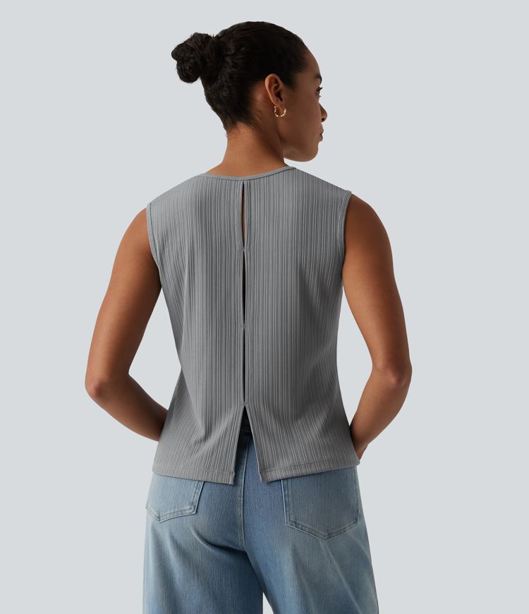 V-neck Cut-out Split Casual Tank Top