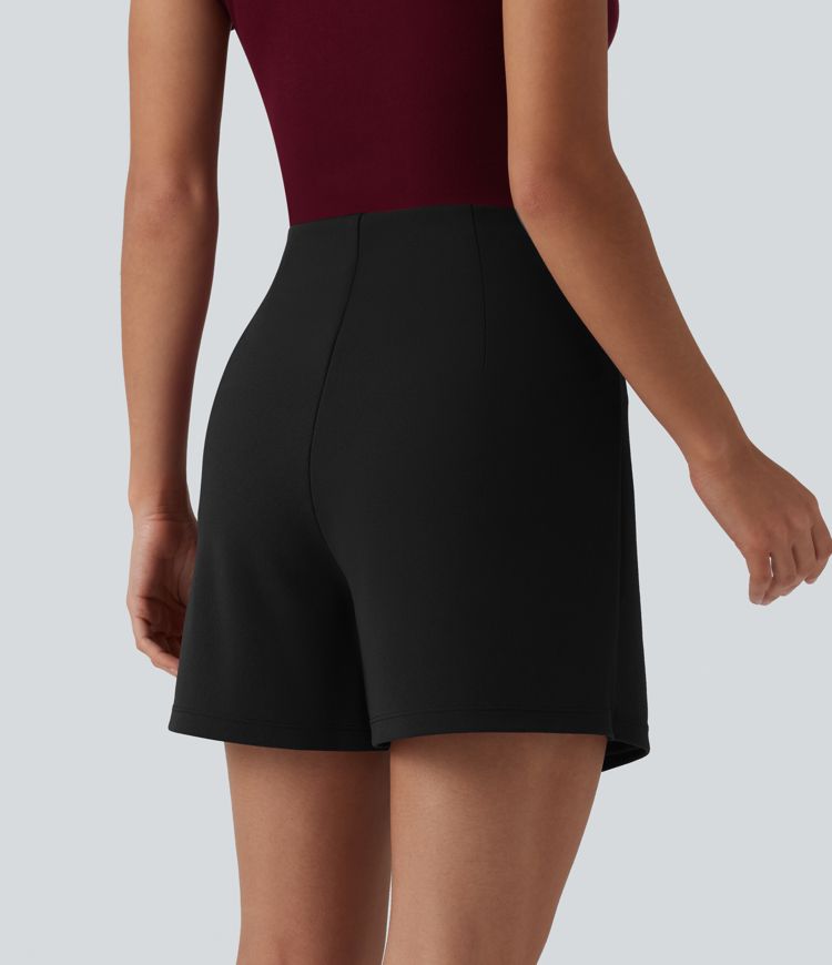 Jupe-short de travail infroissable, taille haute, mini allongée