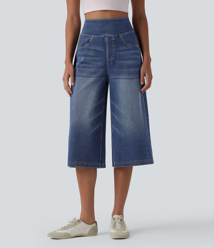Halara Flex™ High Waisted Tummy Control Casual Capri Baggy Jeans with Pockets