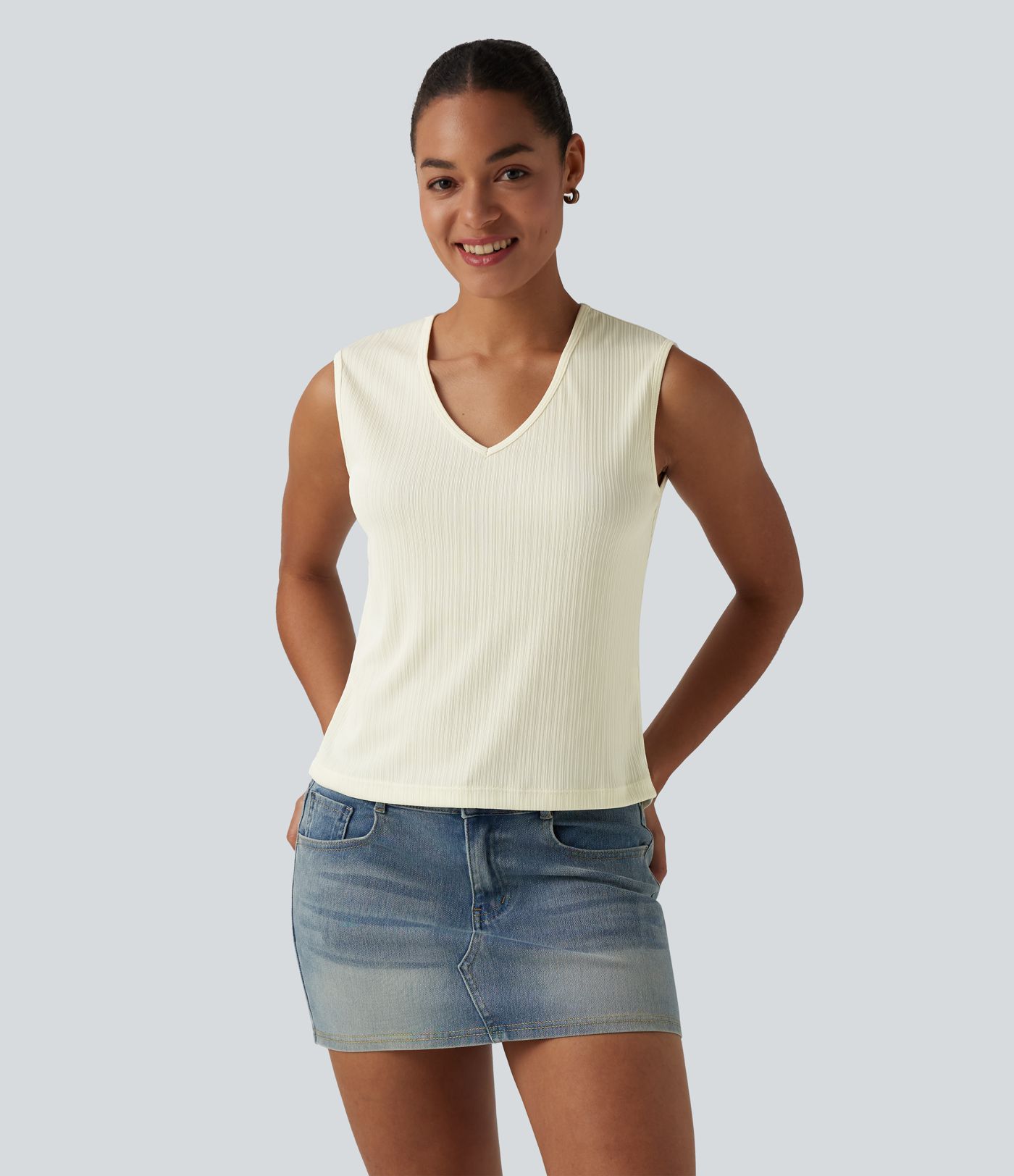 V-neck Cut-out Split Casual Tank Top