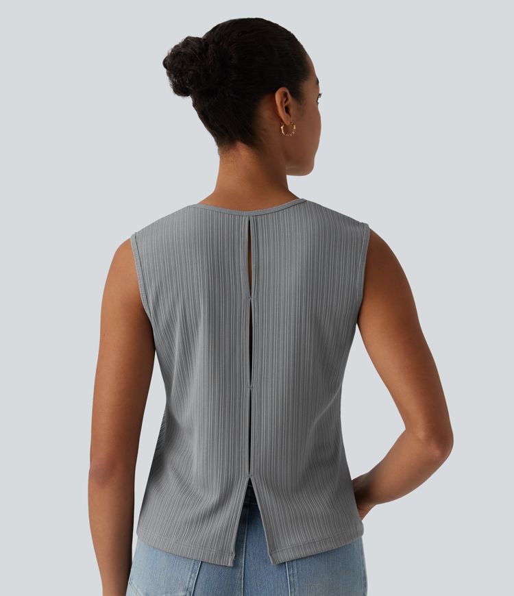 V-neck Cut-out Split Casual Tank Top