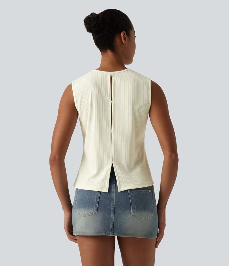 V-neck Cut-out Split Casual Tank Top