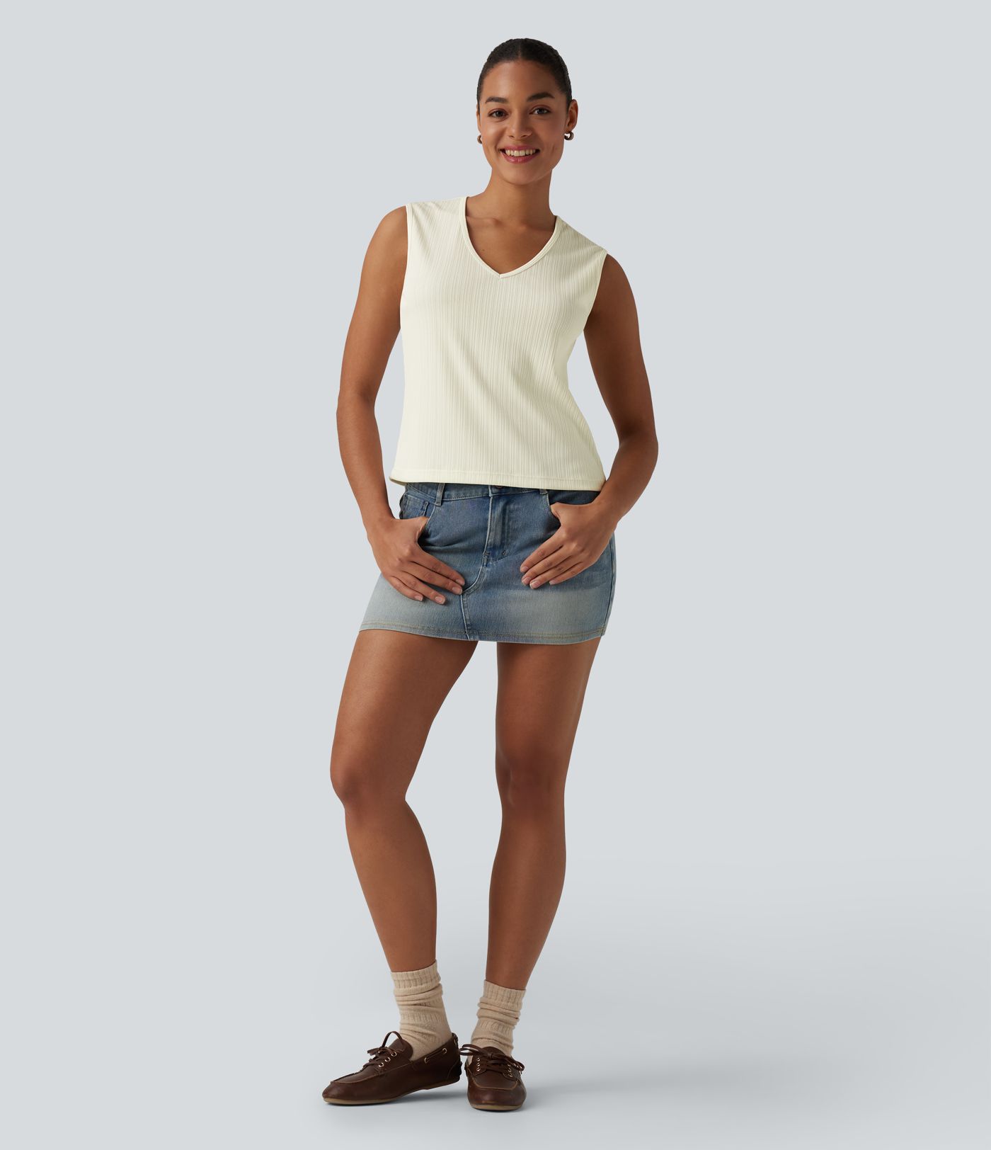 V-neck Cut-out Split Casual Tank Top