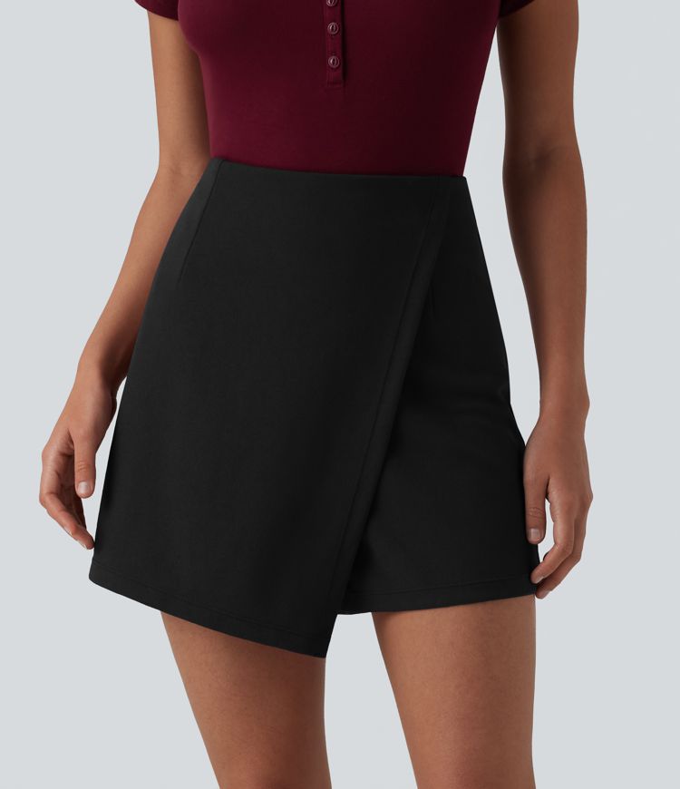 Jupe-short de travail infroissable, taille haute, mini allongée