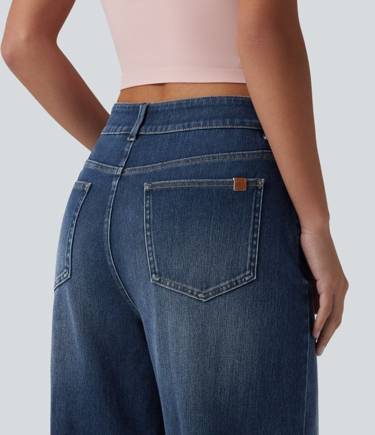 Jean large décontracté Halara Flex™ asymétrique taille mi-haute avec poches