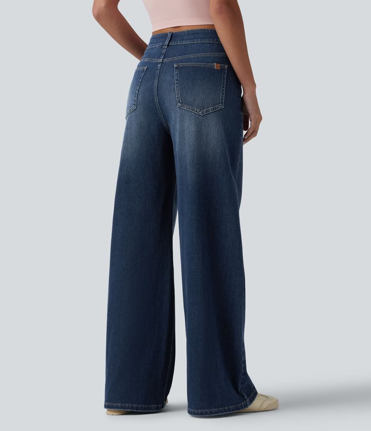 Jean large décontracté Halara Flex™ asymétrique taille mi-haute avec poches