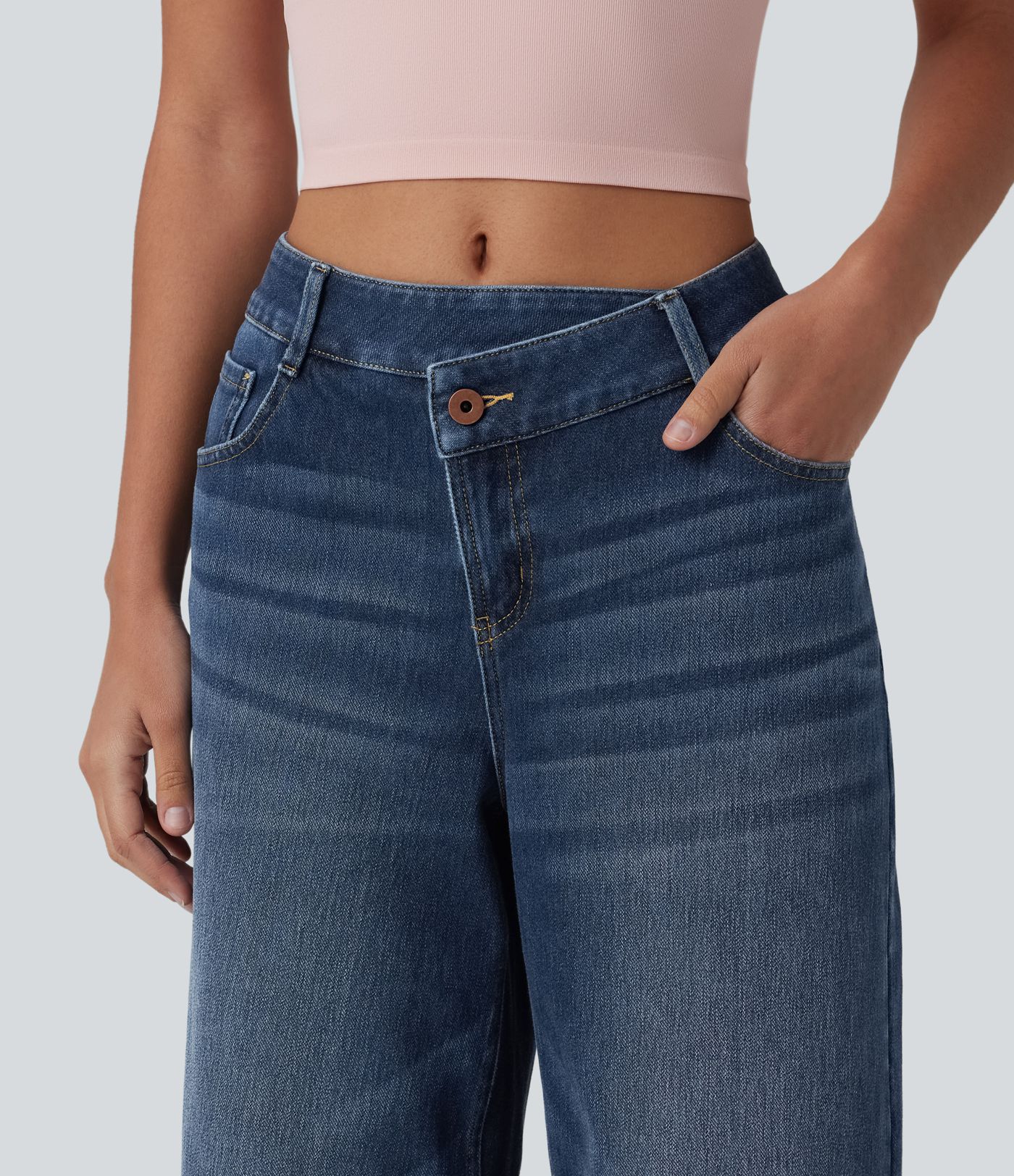 Jean large décontracté Halara Flex™ asymétrique taille mi-haute avec poches