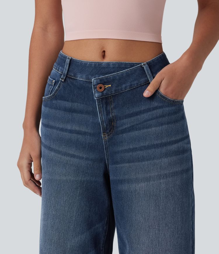 Jean large décontracté Halara Flex™ asymétrique taille mi-haute avec poches
