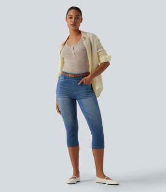Halara Flex™ High Waisted Capri Denim Casual Leggings with Pockets