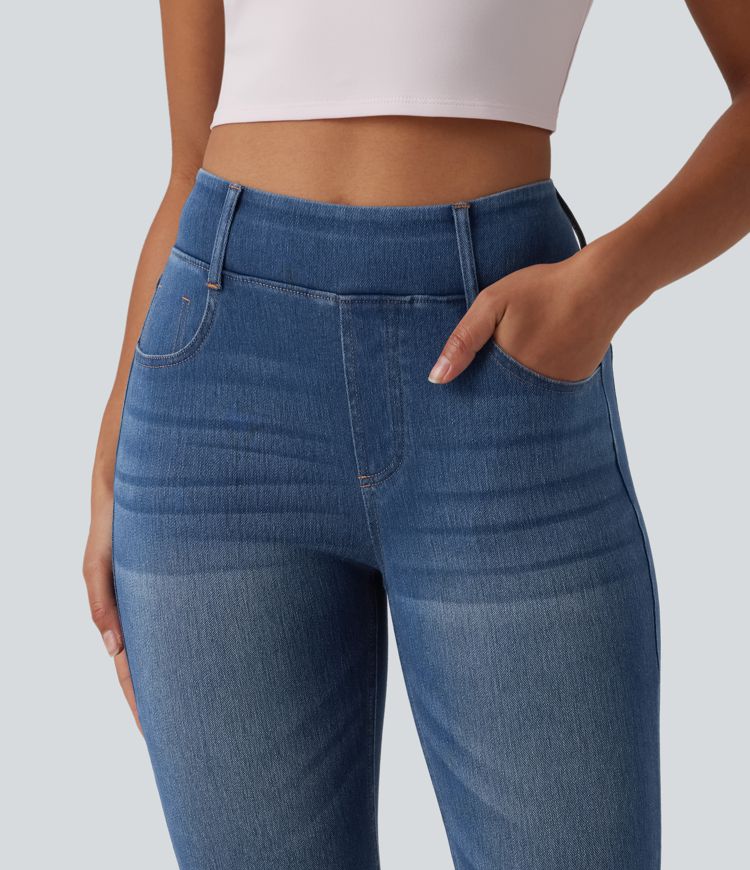 Halara Flex™ - Lässige Capri-Denim-Leggings mit hohem Bund und mehreren Taschen
