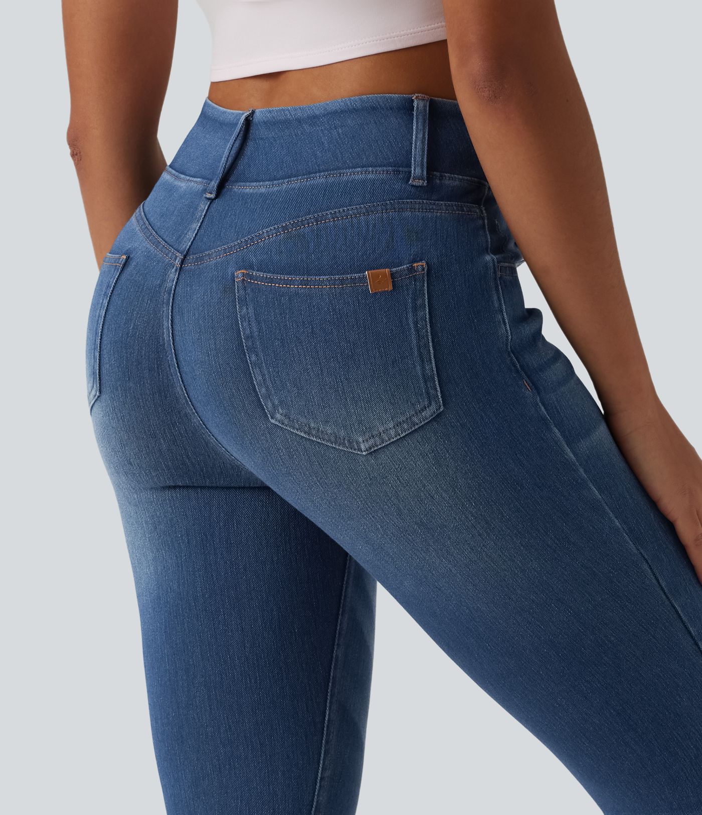 Halara Flex™ - Lässige Capri-Denim-Leggings mit hohem Bund und mehreren Taschen