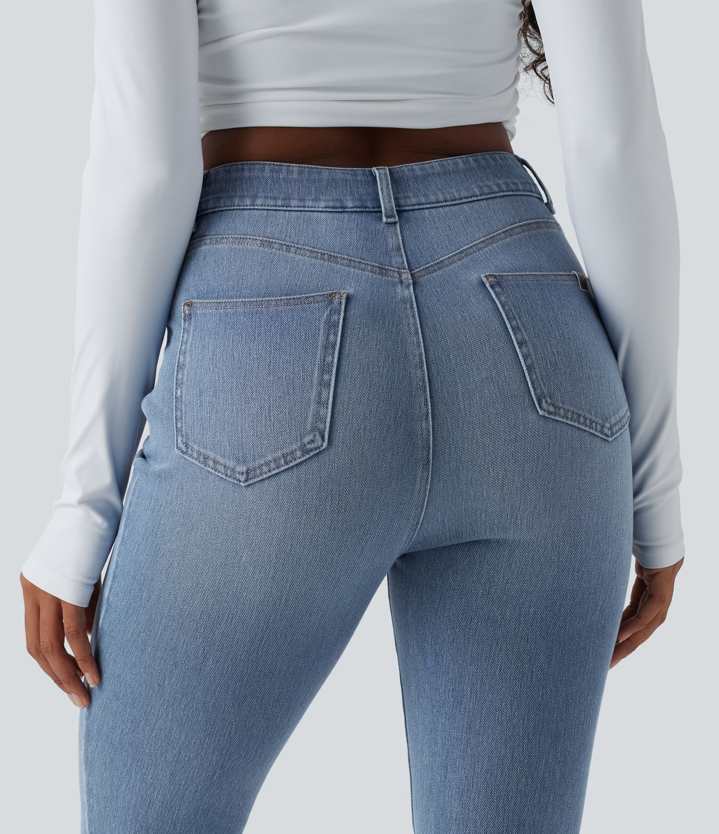 Halara Flex™ High Waisted Slim Washed Casual Jeans with Pockets