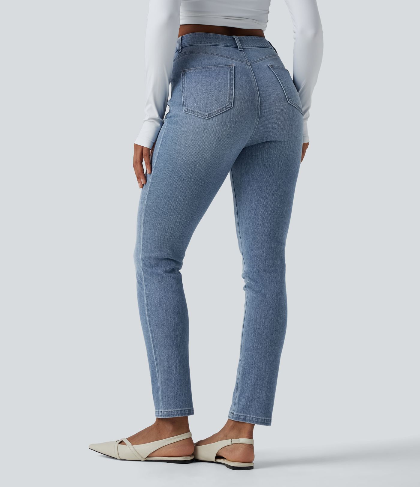 Halara Flex™ High Waisted Slim Washed Casual Jeans with Pockets