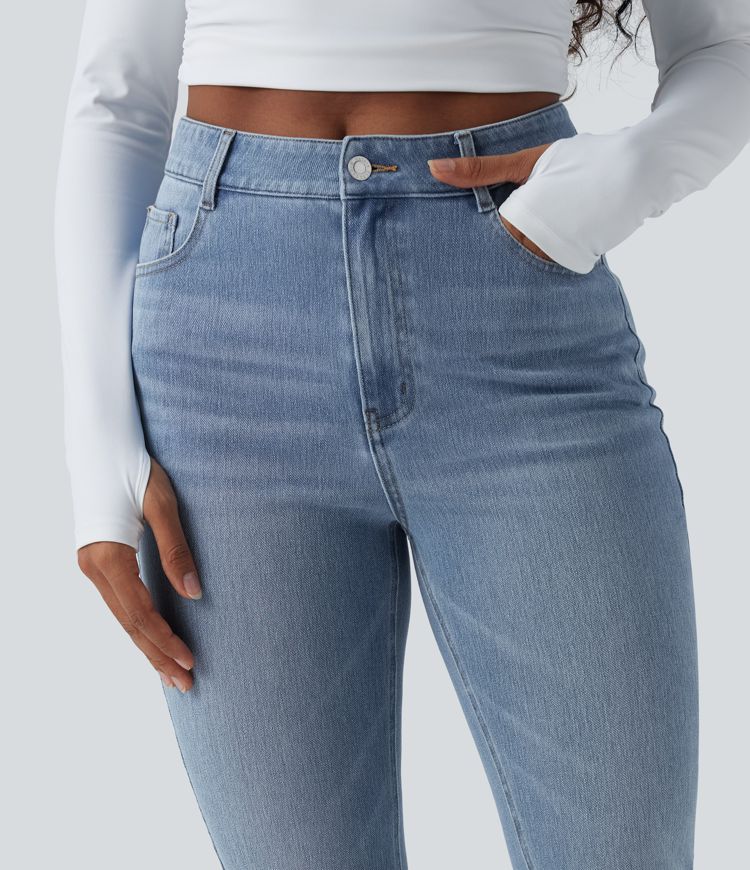 Halara Flex™ High Waisted Slim Washed Casual Jeans with Pockets