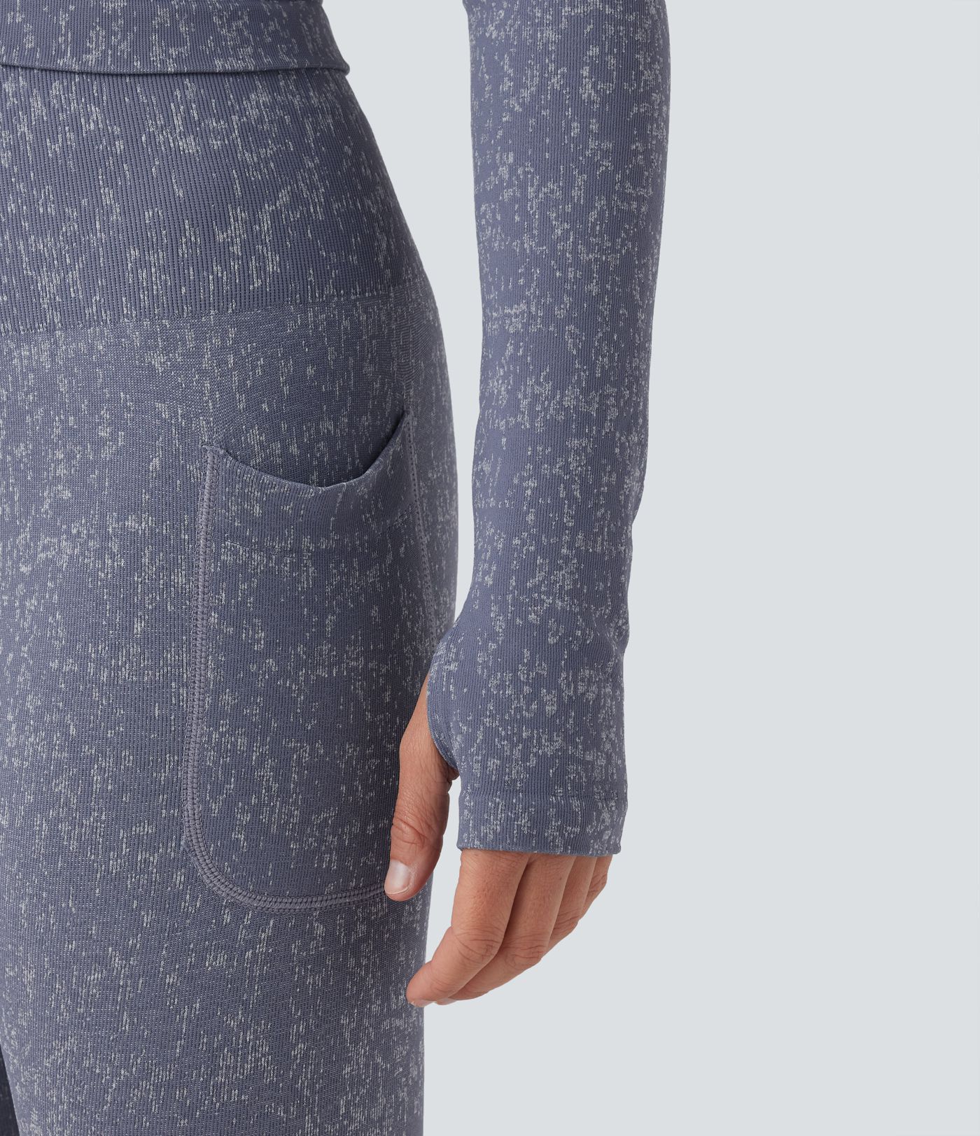 OneForm Seamless Flow V Neck Long Sleeve Thumb Hole Cropped Yoga Sports Top