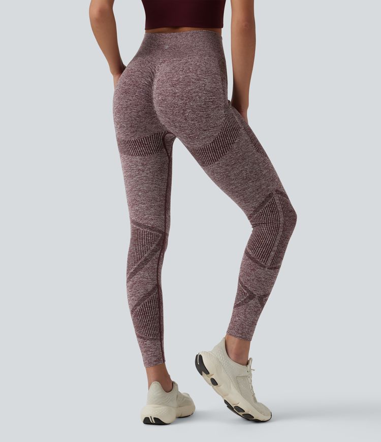 OneForm Seamless Flow — legging de yoga taille haute, sans couture, effet chiné