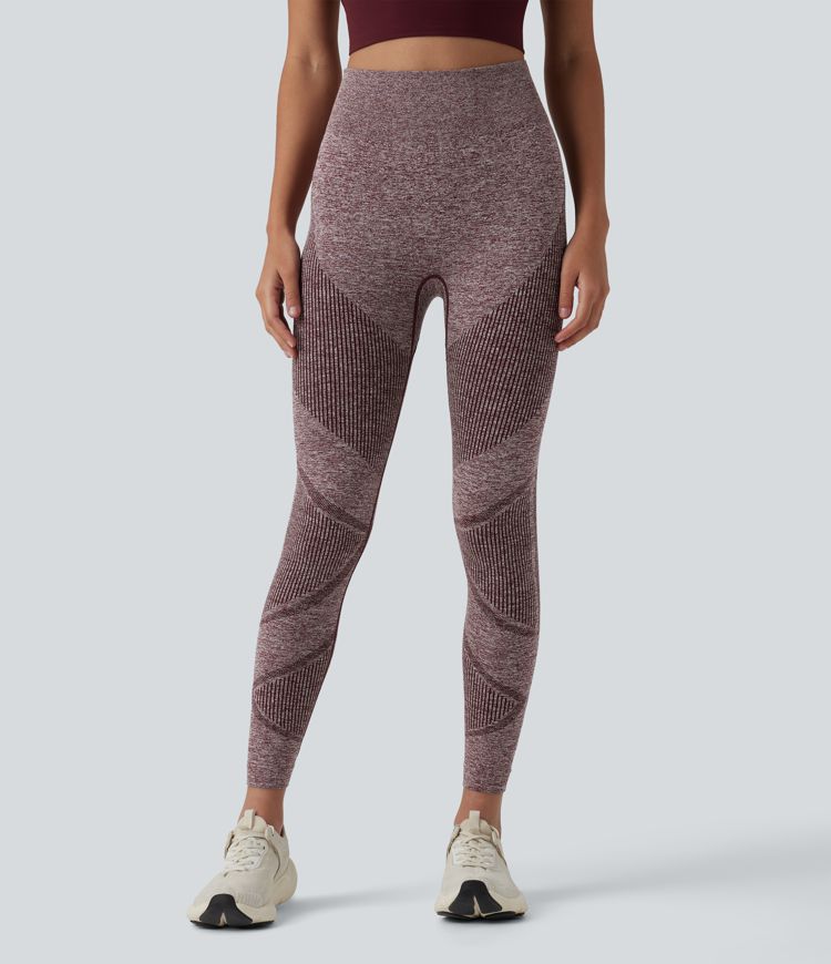 OneForm Seamless Flow — legging de yoga taille haute, sans couture, effet chiné