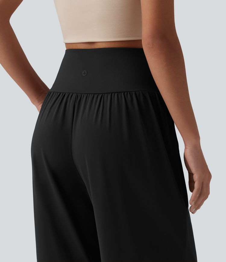 Pantalon ample décontracté SoftlyZero™ Airy taille haute croisé toucher frais avec poches