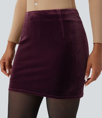 High Waisted 2-in-1 Velvet Bodycon Mini Skirt