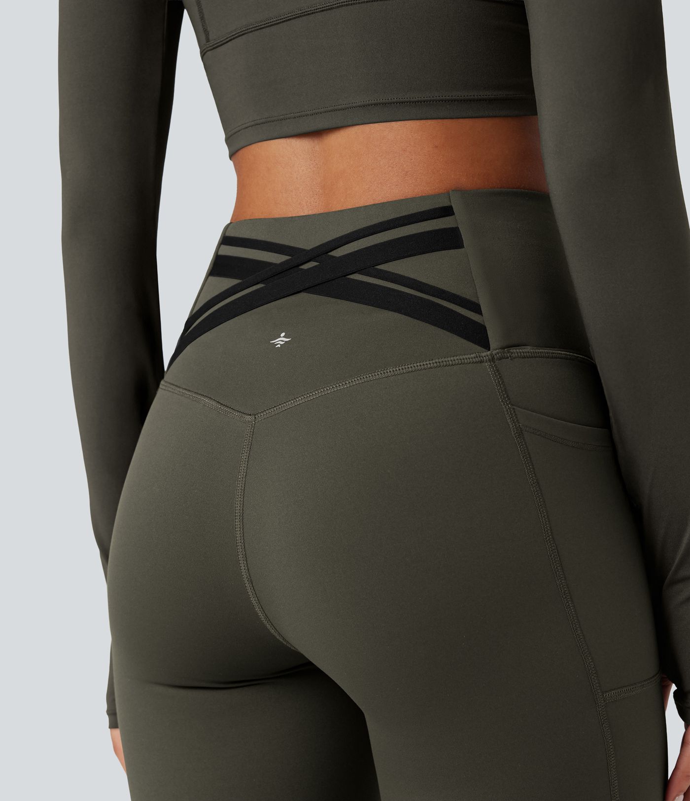 Halara Ultrasculpt™ Heat High Waisted Tummy Control Crossover Back Fleece Running Leggings with Pockets Halara Ultrasculpt™ Heat High Waisted Tummy Control Crossover Back Fleece Running Leggings with Pockets