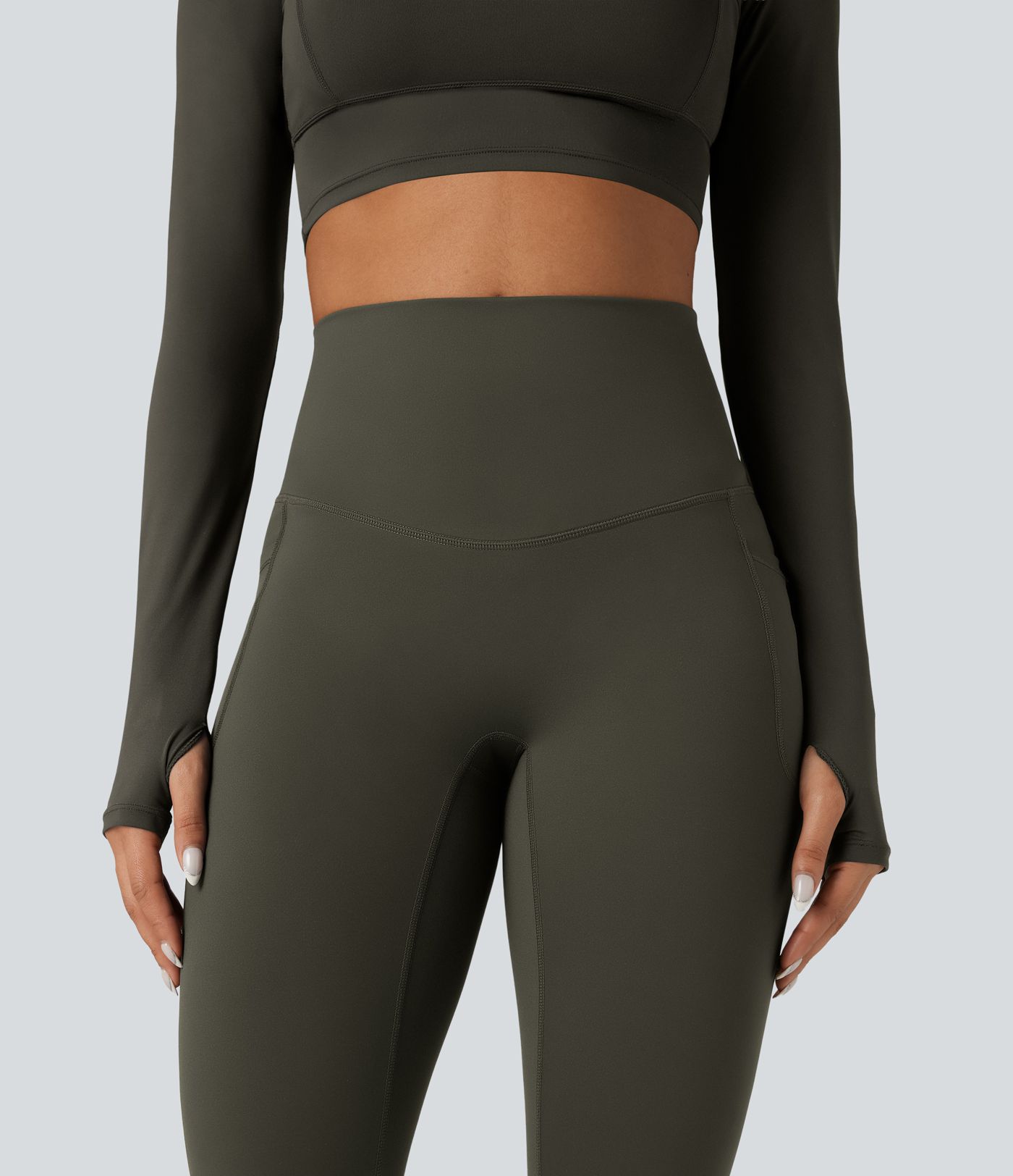 Halara Ultrasculpt™ Heat High Waisted Tummy Control Crossover Back Fleece Running Leggings with Pockets Halara Ultrasculpt™ Heat High Waisted Tummy Control Crossover Back Fleece Running Leggings with Pockets