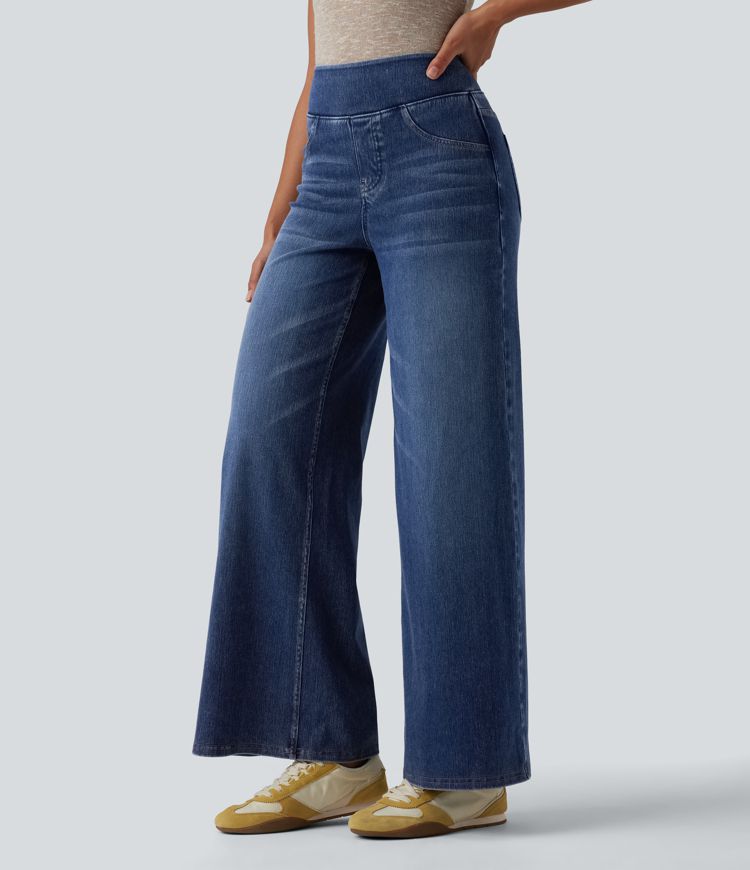 Halara Flex™ High Waisted Tummy Control Wide Leg Casual Jeans with Pockets