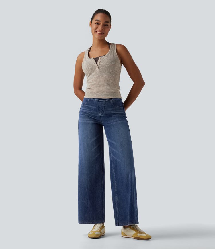 Halara Flex™ High Waisted Tummy Control Wide Leg Casual Jeans with Pockets