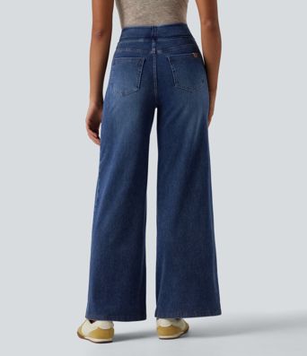 Halara Flex™ High Waisted Tummy Control Wide Leg Casual Jeans with Pockets