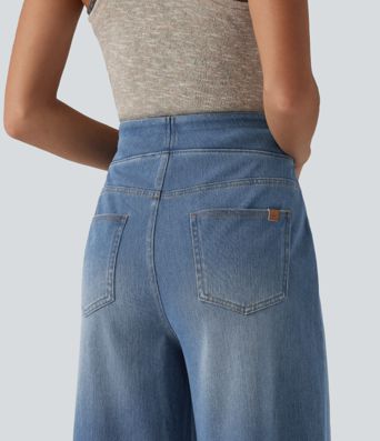 Halara Flex™ High Waisted Tummy Control Casual Capri Baggy Jeans with Pockets