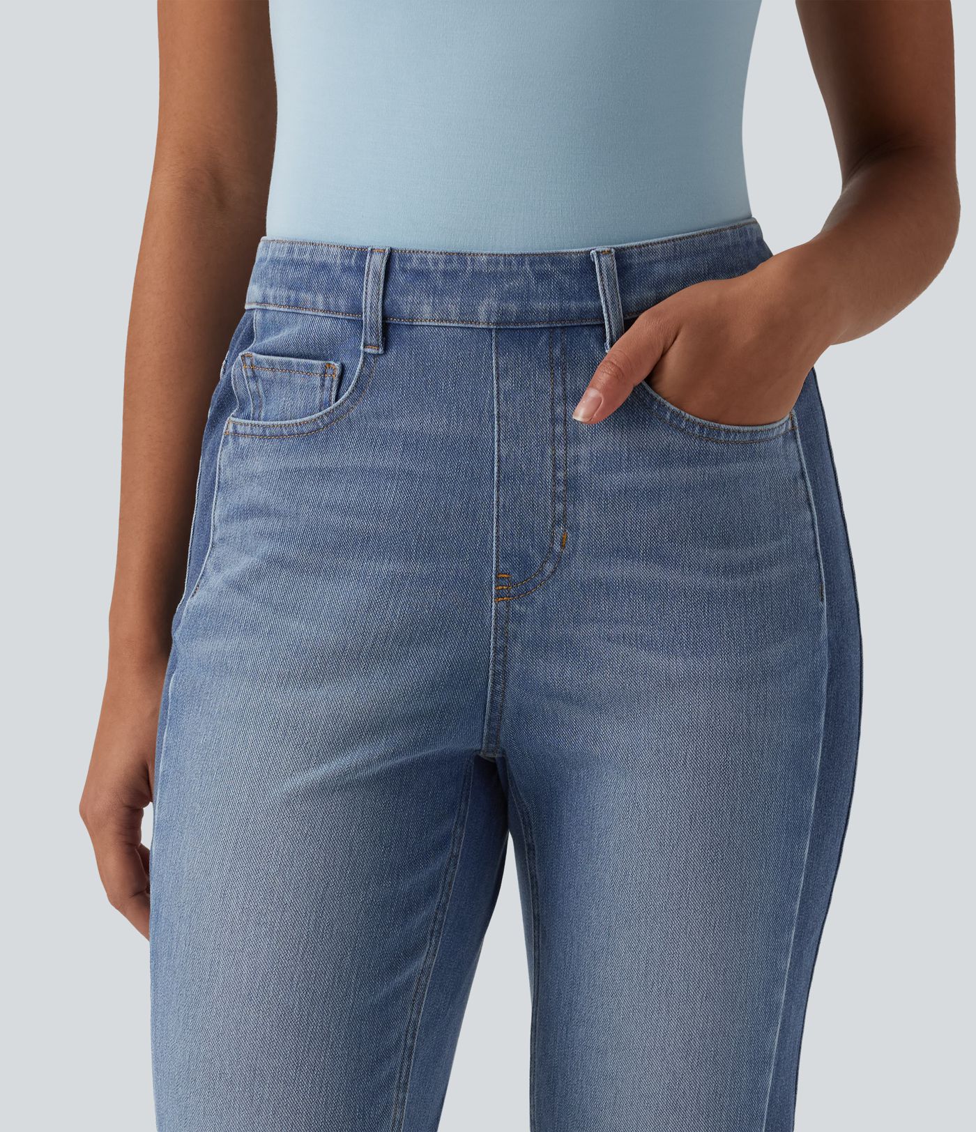 Jean slim décontracté Halara Flex™ taille haute color block avec poches