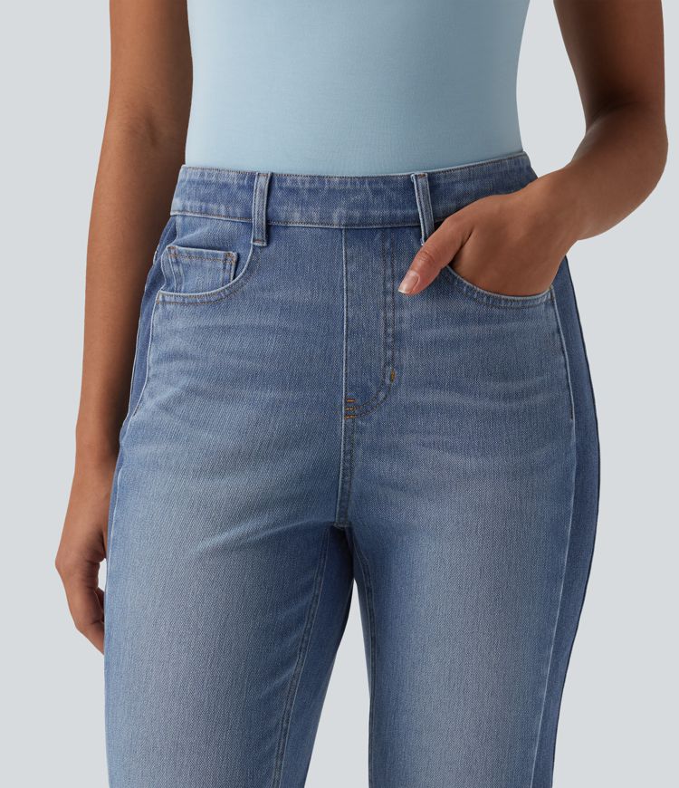 Jean slim décontracté Halara Flex™ taille haute color block avec poches