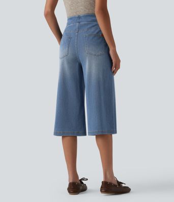 Halara Flex™ High Waisted Tummy Control Casual Capri Baggy Jeans with Pockets