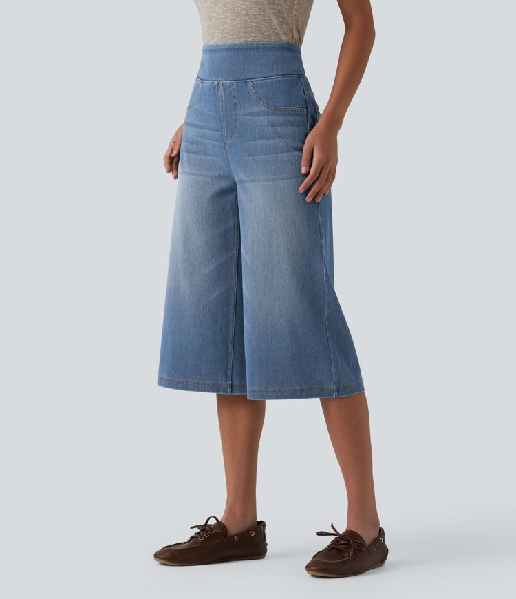 Halara Flex™ High Waisted Tummy Control Casual Capri Baggy Jeans with Pockets