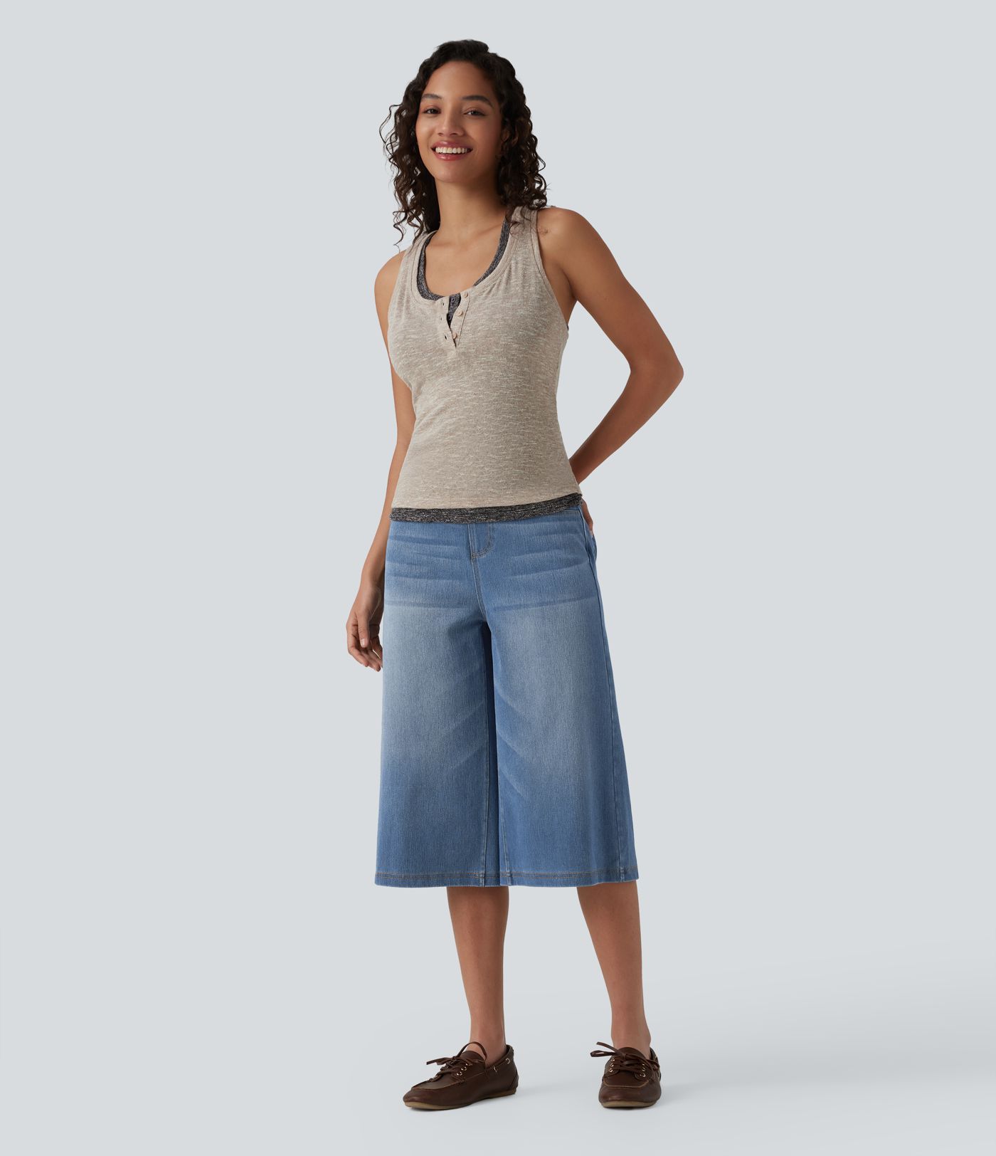 Halara Flex™ High Waisted Tummy Control Casual Capri Baggy Jeans with Pockets