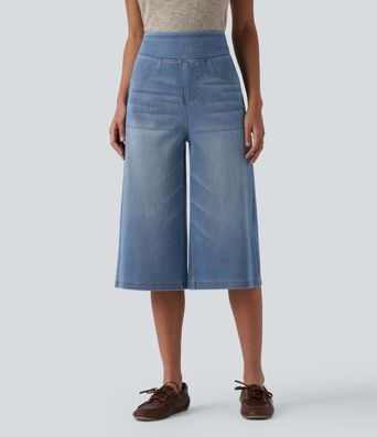 Halara Flex™ High Waisted Tummy Control Casual Capri Baggy Jeans with Pockets