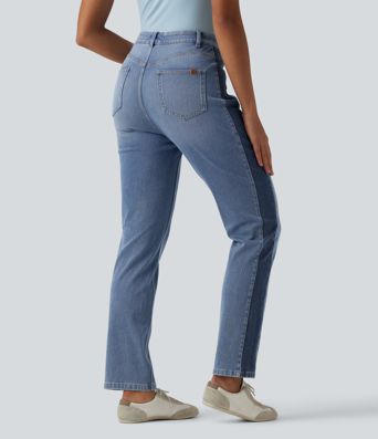 Jean slim décontracté Halara Flex™ taille haute color block avec poches