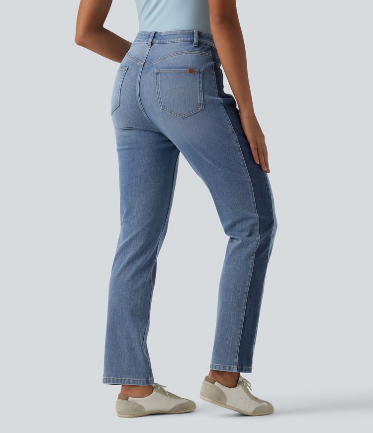 Jean slim décontracté Halara Flex™ taille haute color block avec poches