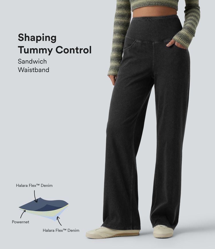 Halara Flex™ High Waisted Tummy Control Straight Leg Casual Jeans with Pockets