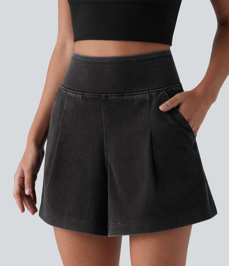 Halara Flex™ High Waisted Denim Casual Baggy Shorts with Pockets