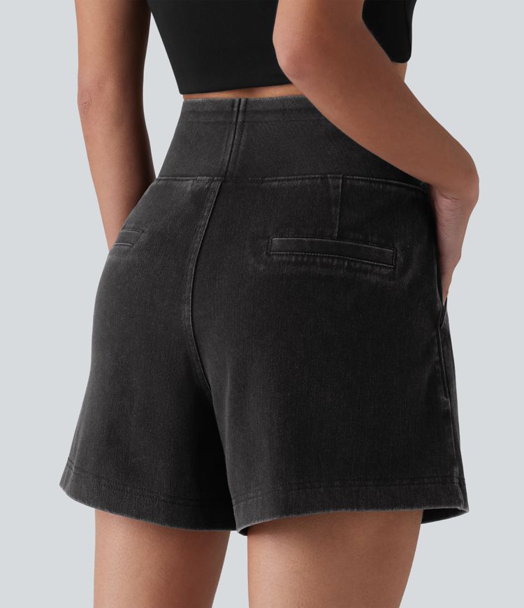 Halara Flex™ High Waisted Denim Casual Baggy Shorts with Pockets