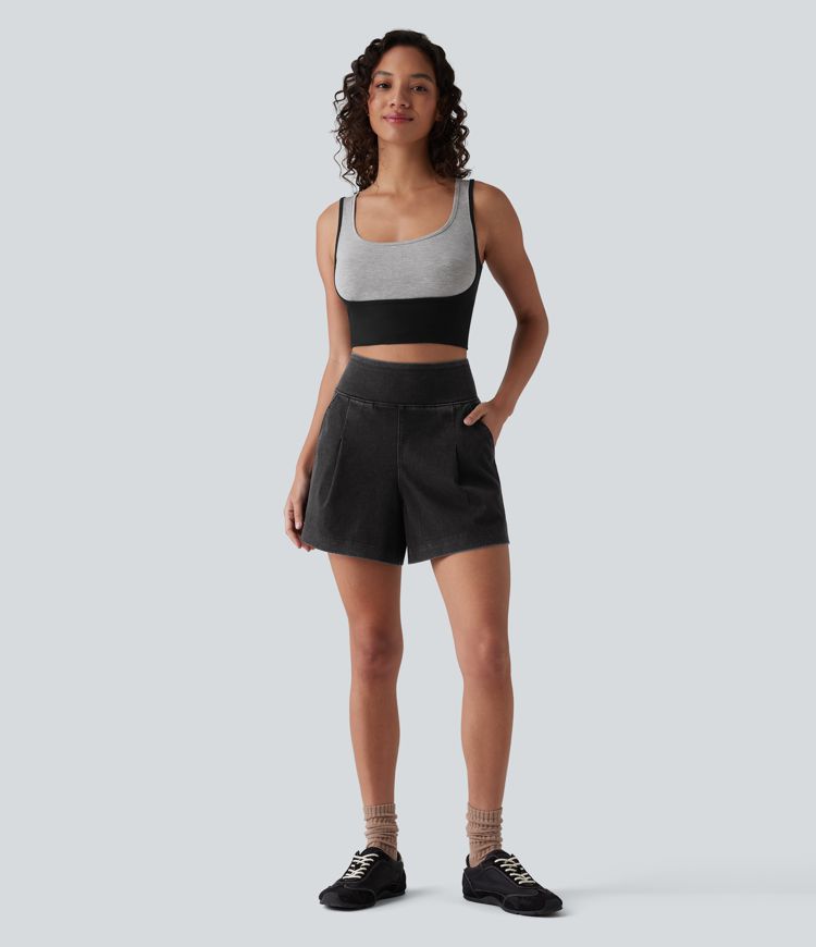 Halara Flex™ High Waisted Denim Casual Baggy Shorts with Pockets