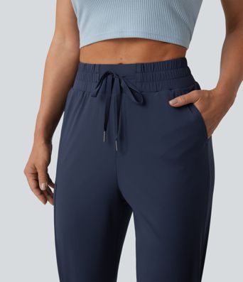Mid Rise Drawstring Running Joggers with Pockets