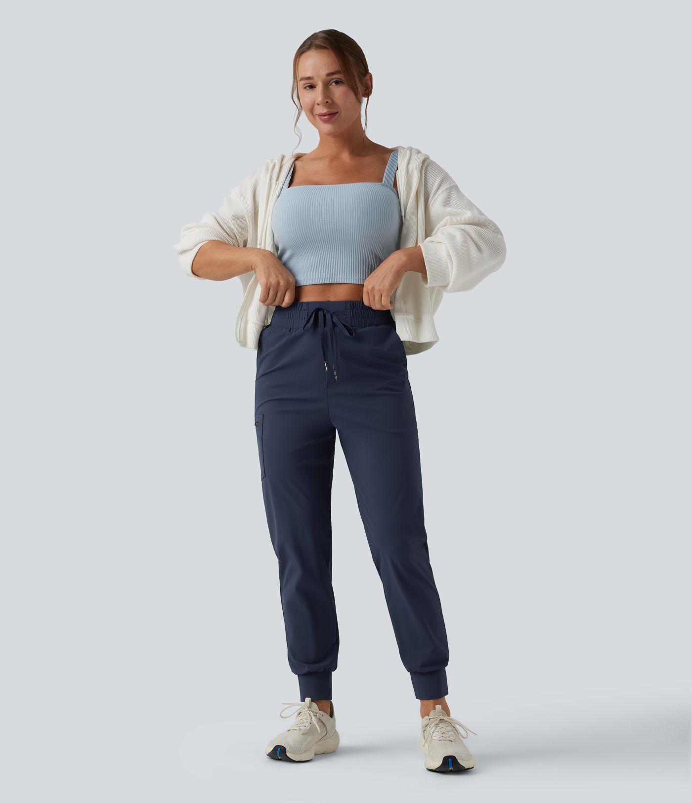 Mid Rise Drawstring Running Joggers with Pockets