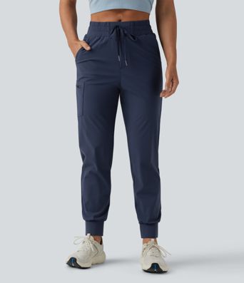 Mid Rise Drawstring Running Joggers with Pockets
