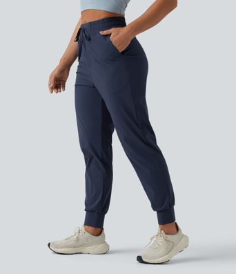 Mid Rise Drawstring Running Joggers with Pockets