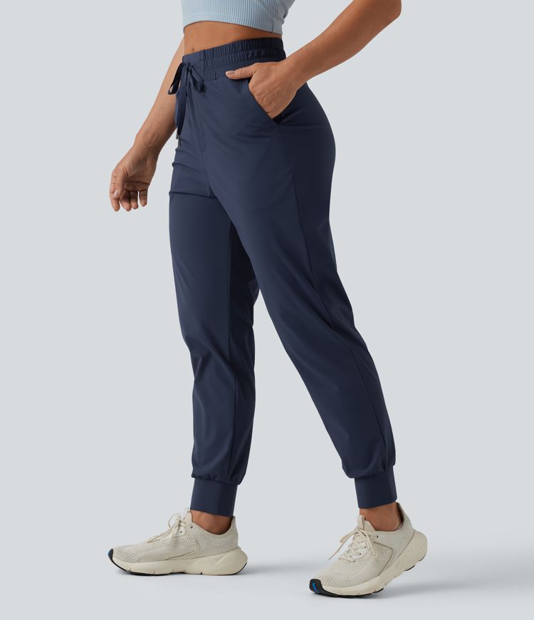 Mid Rise Drawstring Running Joggers with Pockets