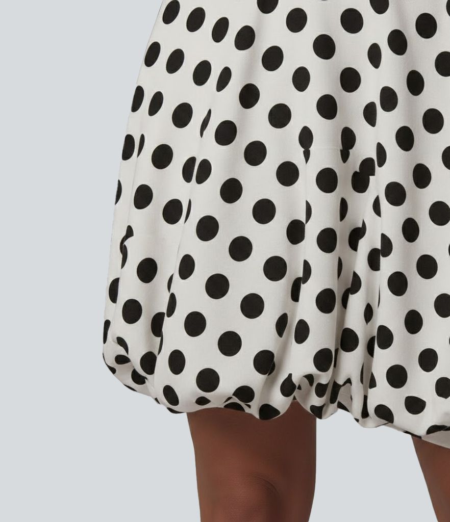Sweetheart Neck Polka Dot Bubble Mini Dress
